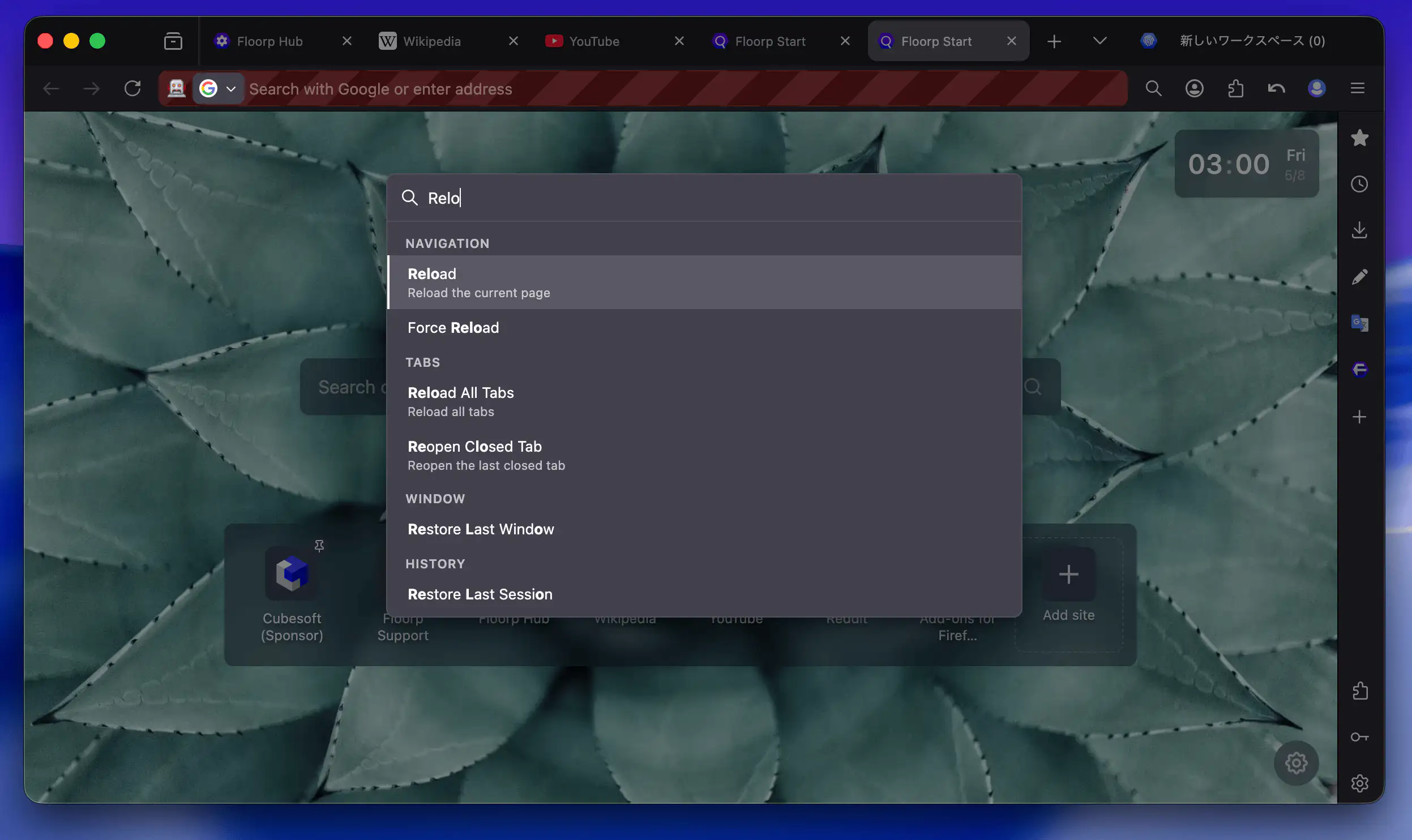 Searching for commands in the Command Palette