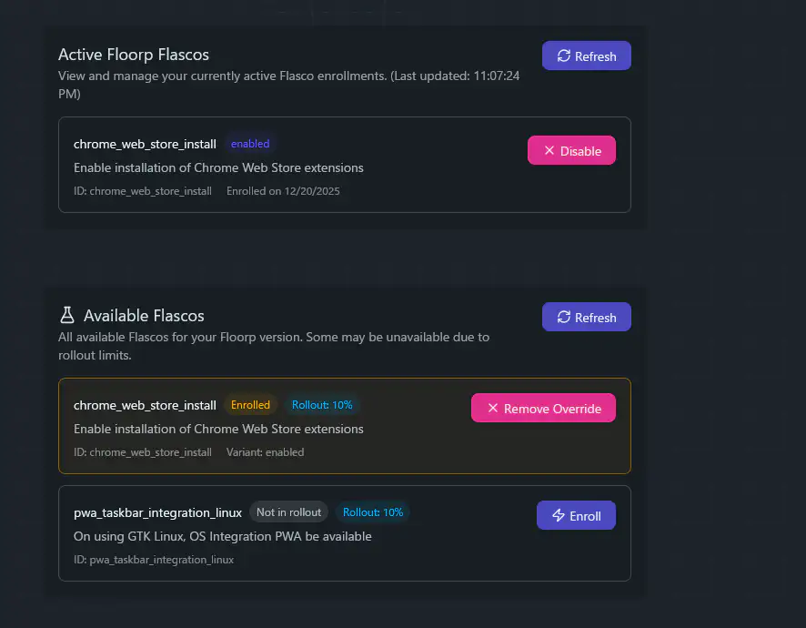 Floorp Flasco から、無効になっている新機能を有効できるように